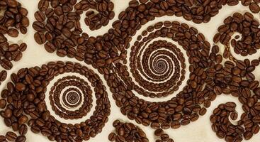 Coffee beans are arranged in a spiral pattern photo