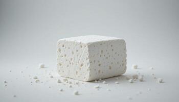 Porous White Cube on White Background photo