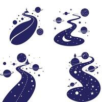 road with planets and stars Cosmic Pathway vector