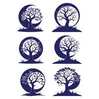 a blue trees in circle shapes vector