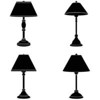 Four Simple Table Lamp Silhouettes vector