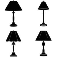 Black silhouettes of classic table lamps. vector