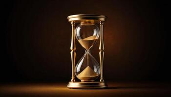 Vintage Hourglass On Dark Backgrounds Elegant Sandglass Display photo