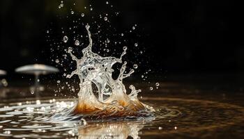 Water Splash Impact On Dark Surface photo