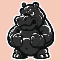 A cartoon hippo with a fist on his chest vector