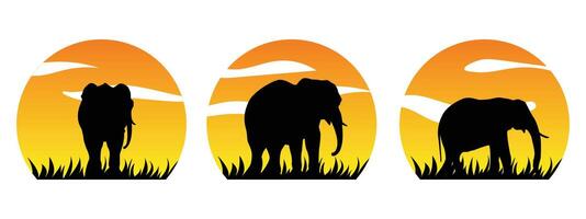 Silhouette of Elephant of the savannah. Wildlife concept. vector