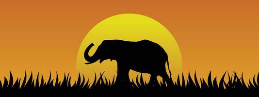 Silhouette of Elephant of the savannah. Wildlife concept. illustration. vector