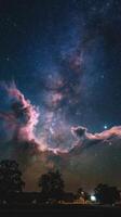 The milky way over a field photo