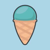 ice cream cone with outline flat design. vector