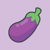 eggplant vegetable with outline flat design. vector