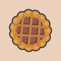 apple pie cake with outline flat design. vector