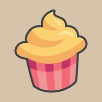 muffin cake food with outline flat design. vector
