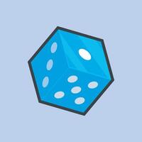 blue dice with outline flat design. vector