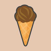 ice cream cone with chocolate flavor in outline flat design. vector