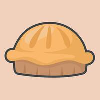 pie cake food with outline flat design. vector