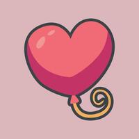 love balloon with outline flat design. vector