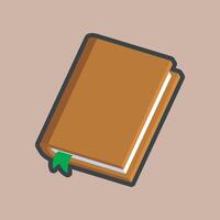 brown book with outline flat design. vector