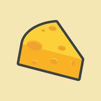 slice of cheese food with outline flat design. vector