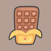 chocolate bar with outline flat design. vector