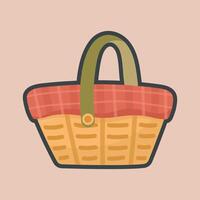 picnic bucket with outline flat design. vector