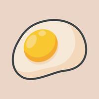 fried egg with outline flat design vector