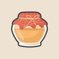 honey jar with outline flat design. vector