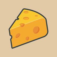 slice of cheese with outline flat design. vector