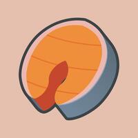 fish meat with outline flat design vector