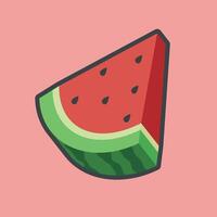 piece of watermelon with outline flat design. vector