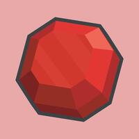 ruby stone with outline flat design. vector