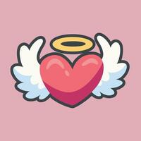 love sign with angel wing in outline flat design. vector