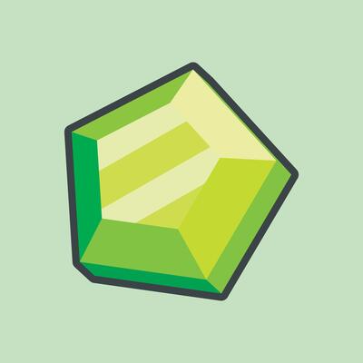 green gemstone with outline flat design.