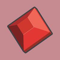ruby gemstone with outline flat design. vector