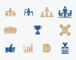 Business Icons Set Focused on Human Resources and Teamwork vector