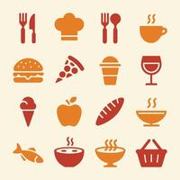 Food and Drink Icons Set Clean and Modern Design vector