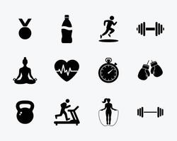 Fitness Icons Set Dynamic and Engaging for Active Lifestyles vector