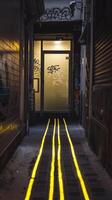 A yellow line on the ground photo