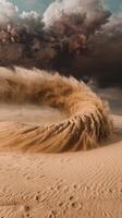 Sandstorm in the desert with a large wave photo