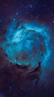 The nebula in space with stars and blue light photo