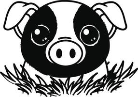 adorable piglet icon on white background art. vector
