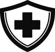 medical cross and shield icon art. vector