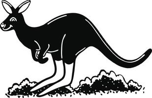happy jumping kangaroo icon on white art. vector