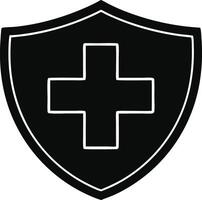 medical cross and shield icon . vector