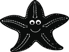 smiling starfish silhouette on white background. vector