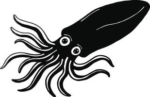 funny squid silhouette on white background art. vector