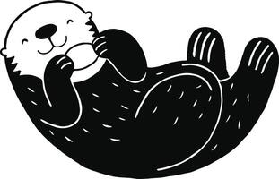 playful baby otter icon on white background art. vector