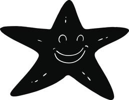 smiling starfish silhouette on white background art. vector