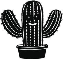 smiling cactus icon on white background design. vector