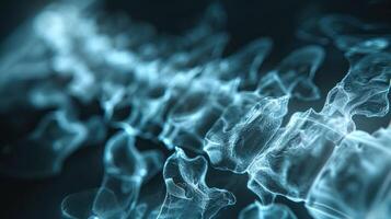 A close-up view of a translucent spine, highlighting vertebrae structure and anatomy. photo