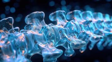 A close-up, abstract representation of a vertebral spine in a glowing, fluid-like form. photo
